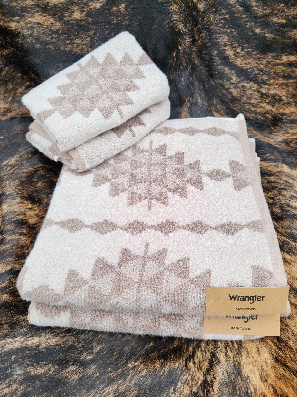 Wrangler Neutral Southwestern Bath Towel Set - Beige & Taupe